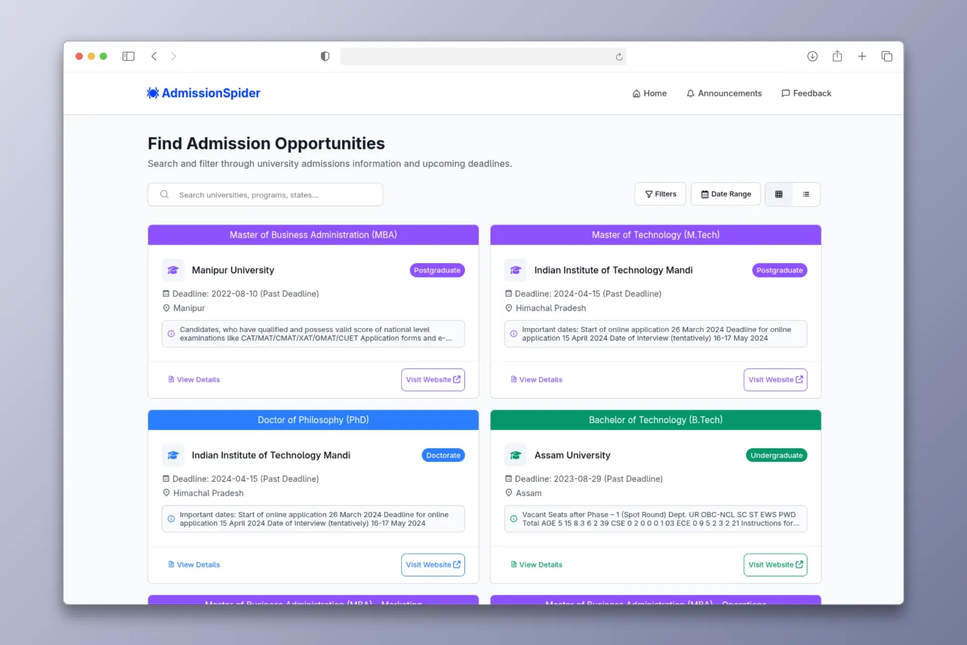 Admission Scraper